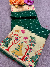 Wonderful Bandhej Green Color Silk Saree